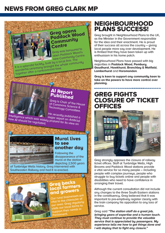 Page 2 of Greg Clark's newsletter