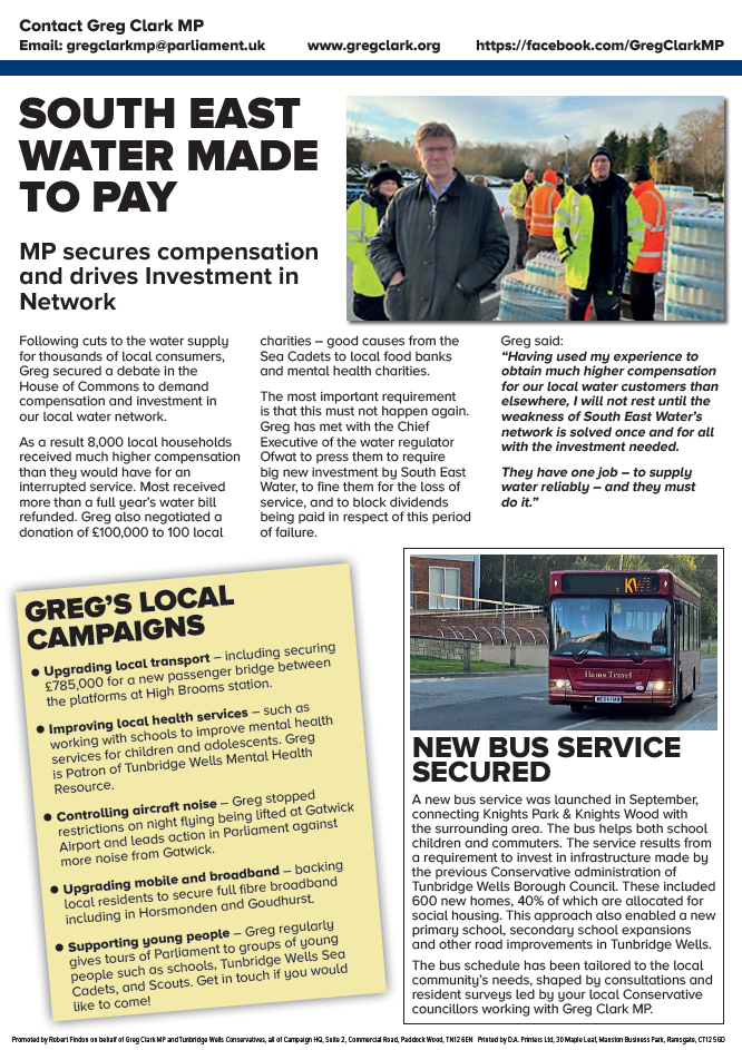 Page 4 of Greg Clark's newsletter